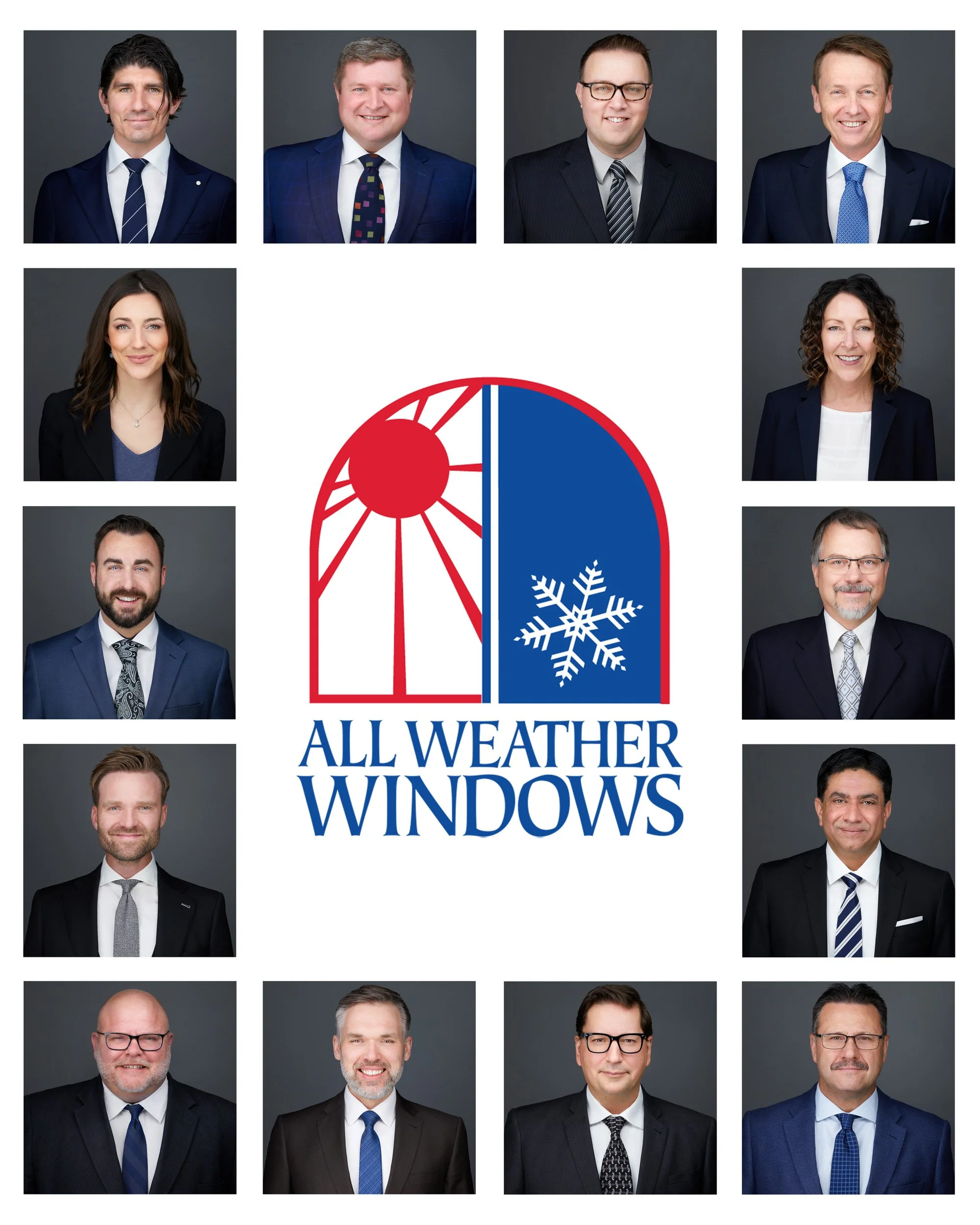 All Weather Windows staff portraits — one matched set