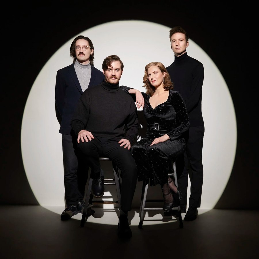 Major Love — band portrait in a circle of light on black, Edmonton