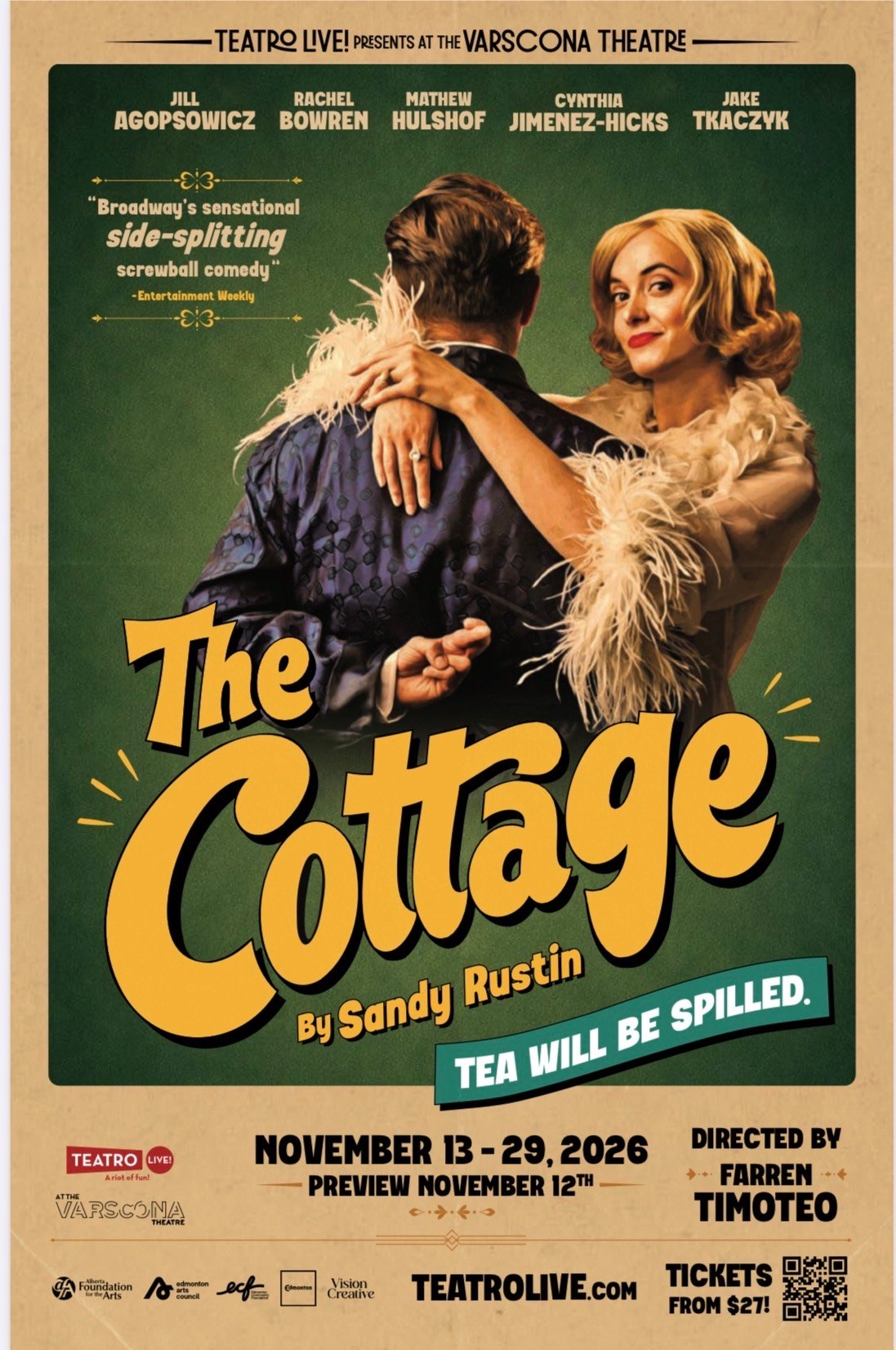 Teatro Live! poster for The Cottage at the Varscona Theatre