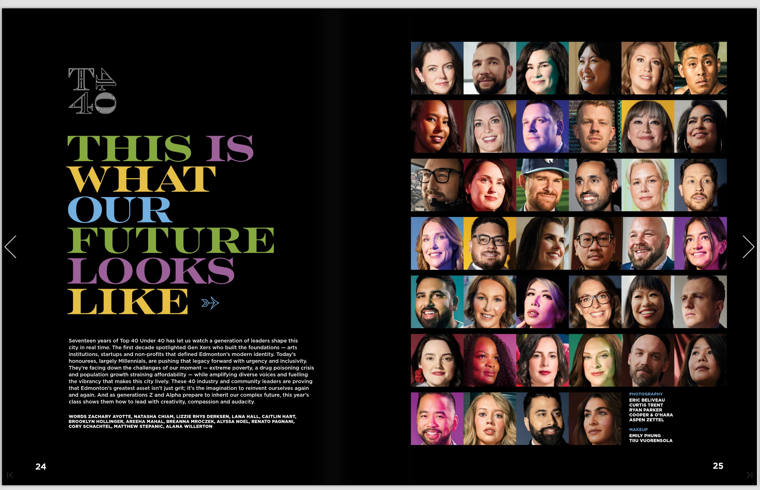 The opening spread, This Is What Our Future Looks Like, the whole class as a grid of faces