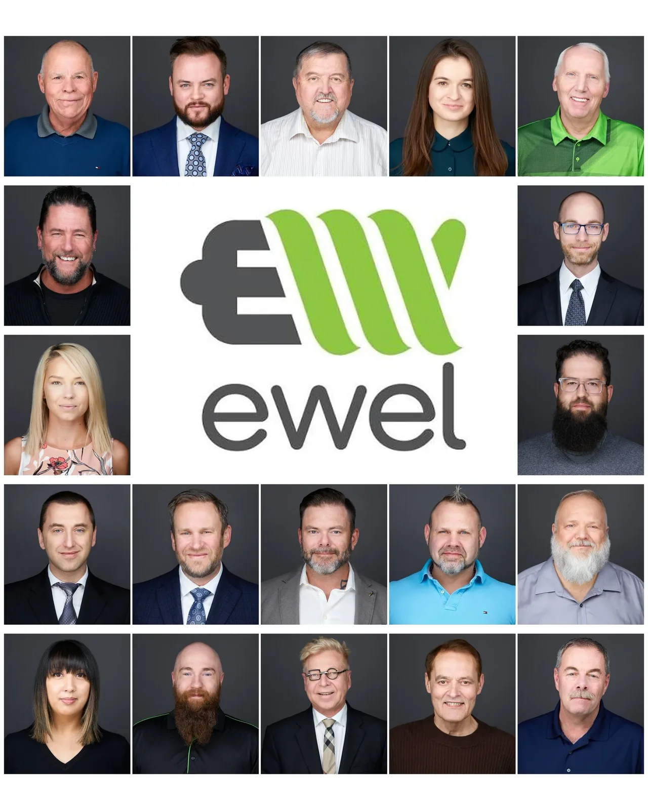 EWEL Electrical Wholesalers — nineteen staff headshots, one matched set