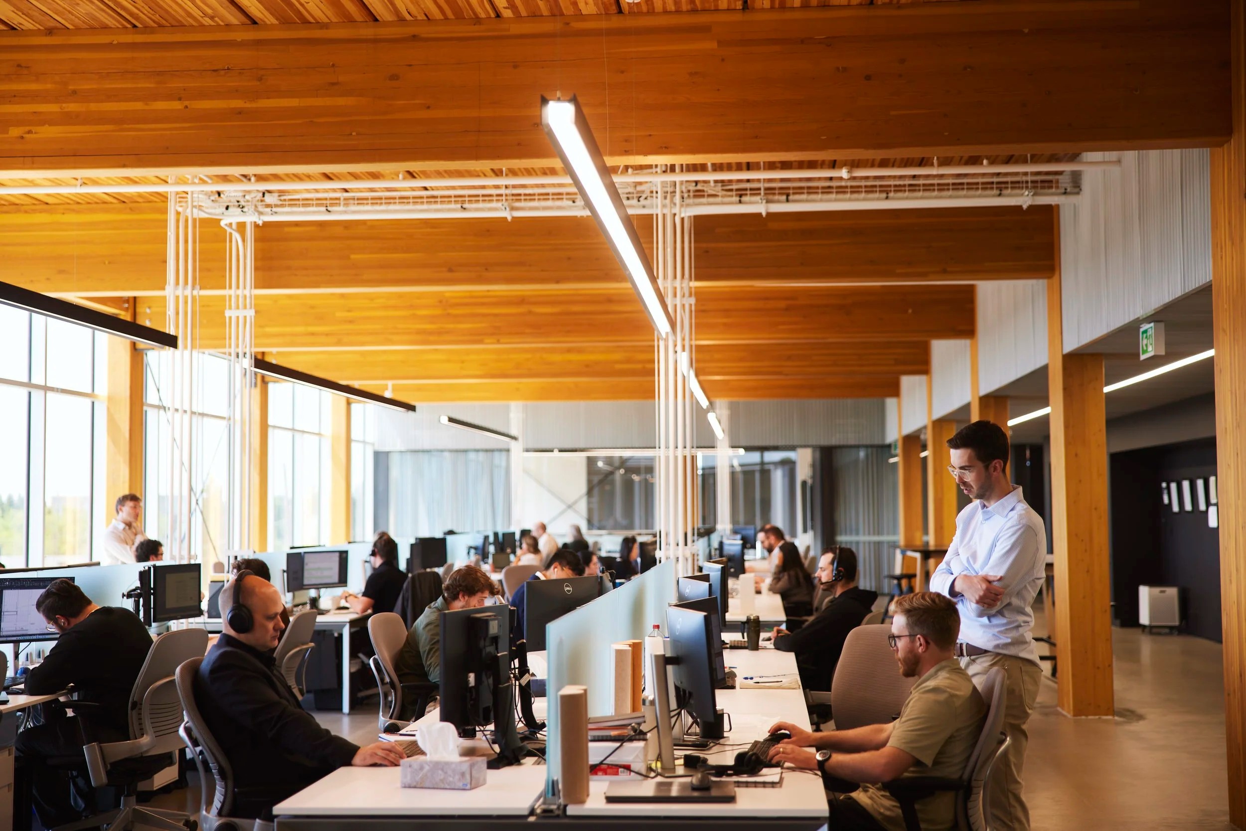 A team at work across a row of desks