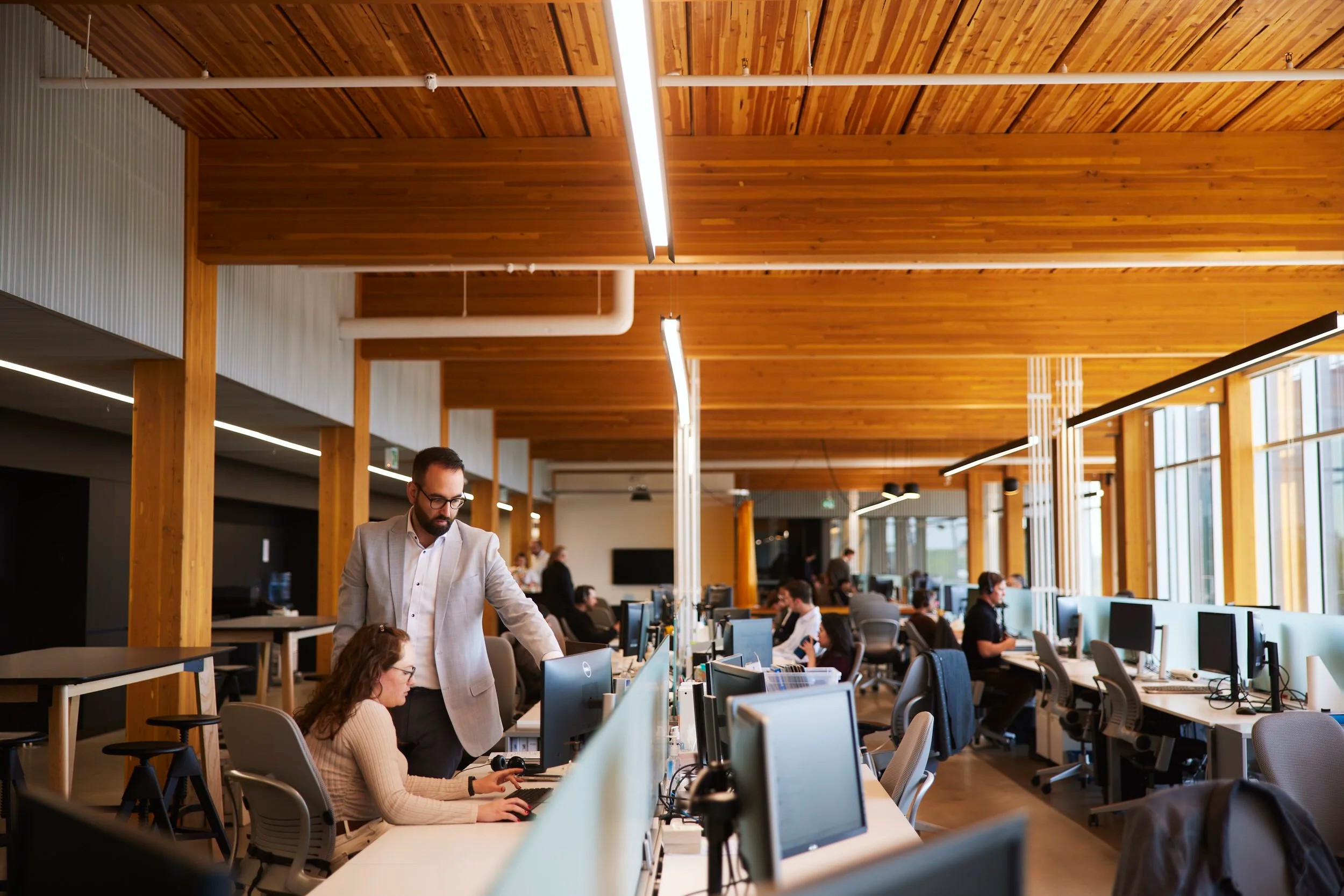 An open-plan architecture office on a working day, Edmonton