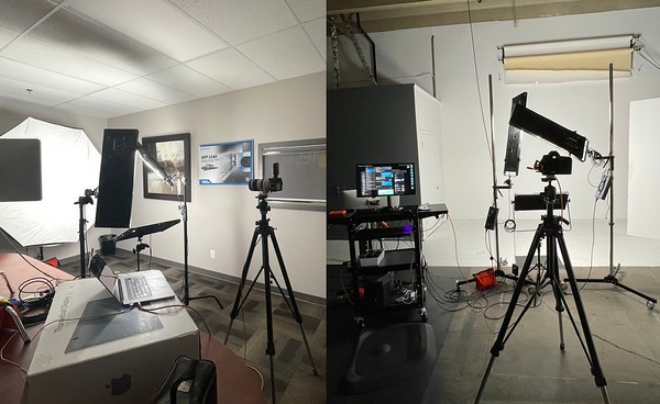 Photo — studio interior vs. on-location setup