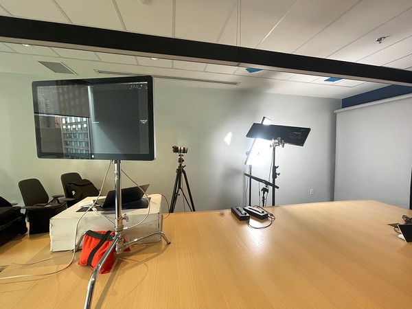 Shooting in a boardroom with an immovable table